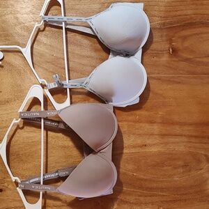 *Lot Of 2* NWOT Nautica T-Shirt Bras Tan Light Blue Super Soft Light Lift 38DD
